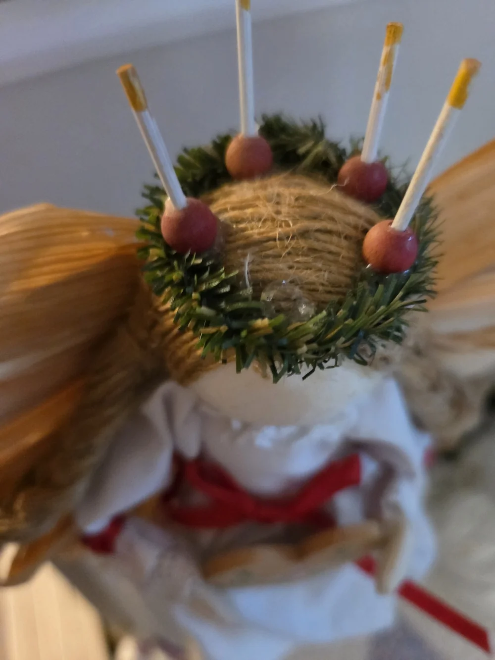 Vintage handmade tree topper winter solstice decor holiday candle crown nordic